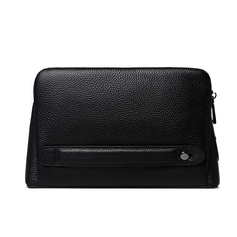 Wholesale Fingerprint Lock Handbag Genuine Leather High Quality Large Capacity Business Clutch Bag for Men