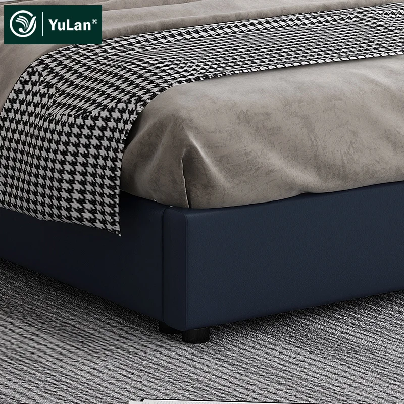 Hot Sale Luxury Modern Leather Storage Bed Solid Wood Frame for master Bedroom sets Furniture 1.8m Double Queen Size Bed