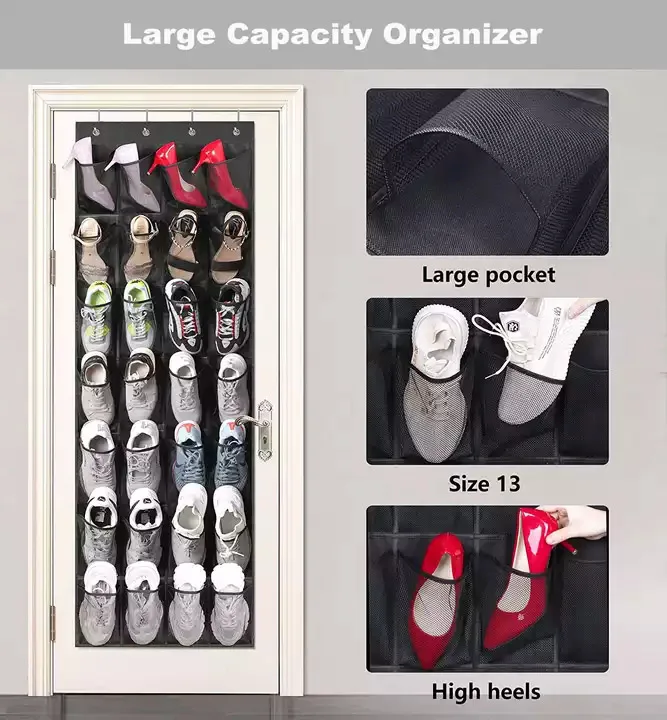 Hot Selling Over The Door Shoes Hanging Organizer Shoe Rack with Mesh Pockets