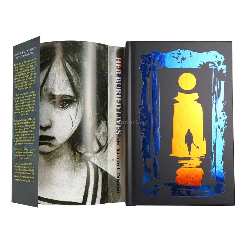 Book Printing Services Custom and Printed Gold Foil and Stenciled Edges Hardcover Book Trim Size with Dust Jacket