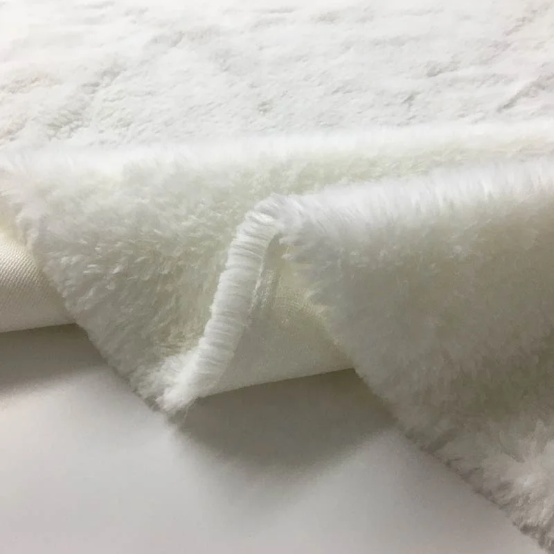 Solid color dyed white long hair 10mm artificial synthetic faux rabbit fur plush fabrics