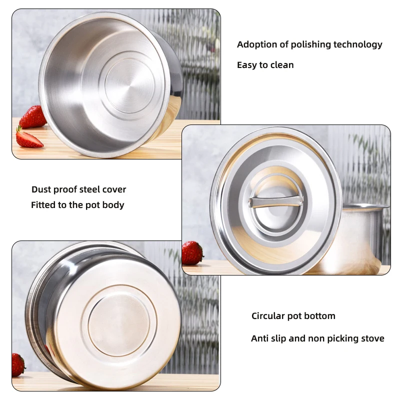 Hot Selling 5 Pcs Soup Pot Set Kitchen Stainless Steel Cooking Pot Set Large Capacity Cookware Set