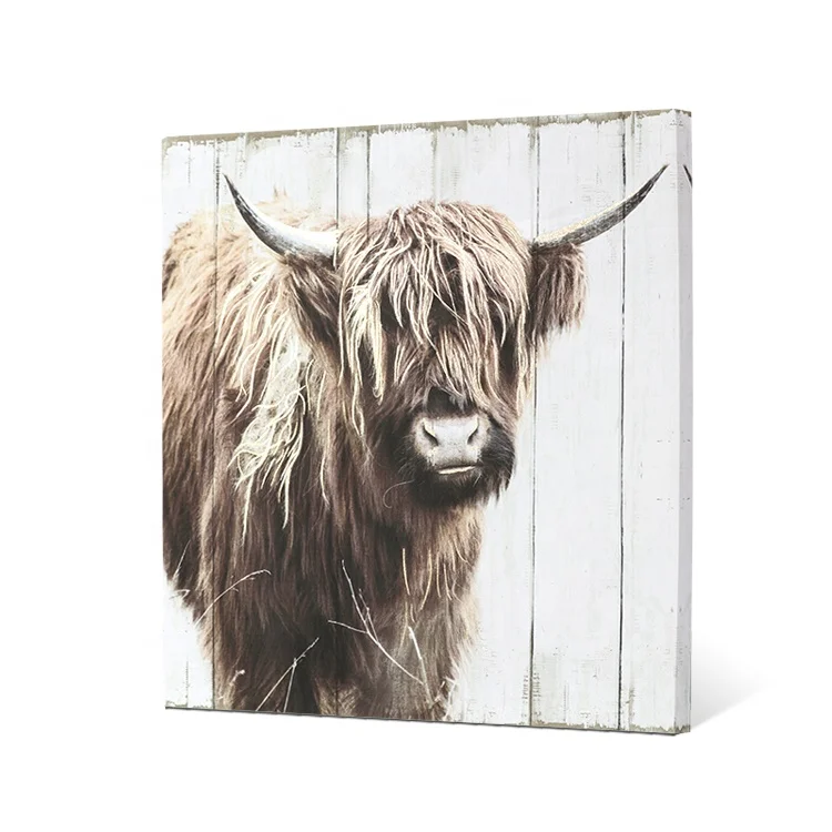 Contemporary Interior Animal Design Home Decor Painting Gold Foil Yak Wall Canvas Art Printing Painting
