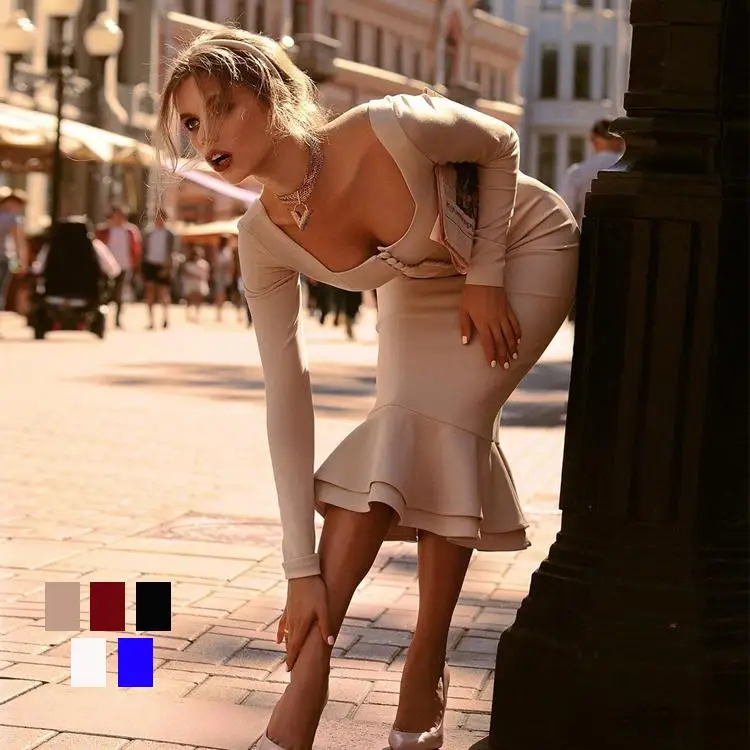 
Formal elegant vestidos de fiesta trendy women clothes long sleeve party cocktail bodycon bandage evening casual dress women 