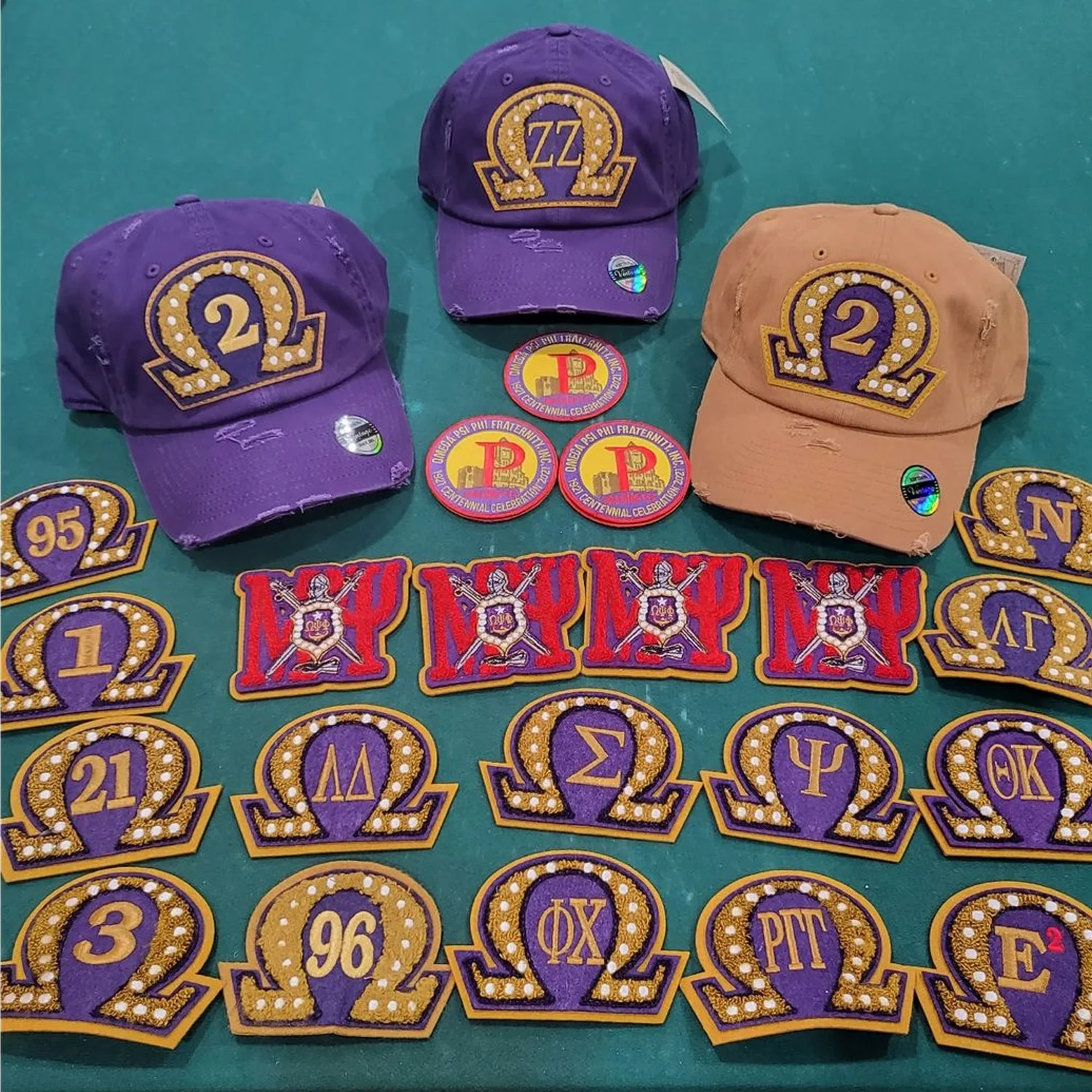 Custom Omega Psi Phi Fraternity & Sorority Patches Iron On Chenille Greek Letters Patches For Clothing