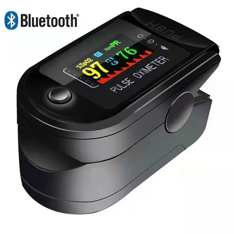 
Factory direct sales are F D A CE FCC certified, mobile phone download APP link Blue tooth pulse oximeter 