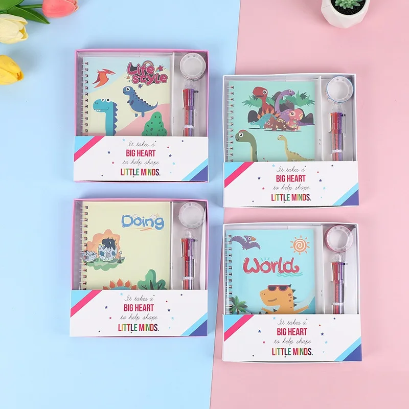 Wholesale school cute stationary girls gift student pink notebook ballpen stationery set with box