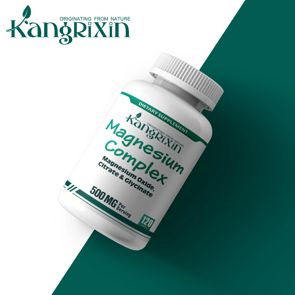 OEM private label 500 mg magnesium complex magnesium supplement 60 capsules of magnesium glycinate and citric acid.