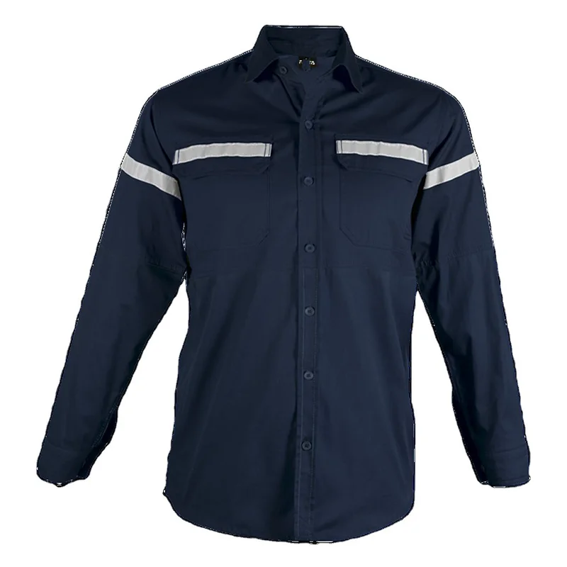 High Quality Traffic Fire Proof Waterproof Windproof Industrial 3M Reflective Long Safety Work Shirt in Black color for men