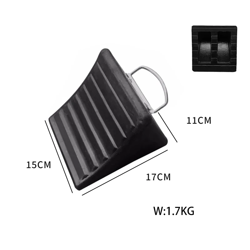 Automotive Solid Rubber Heavy Duty Black Wheel Chock For Car Parking