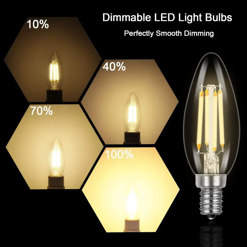 
Dimmable LED Filament Candle Bulb 2W 4W 6W E12 E14 B15 B22 LED Light Bulbs 90+ CRI 2700K 3000K 4000K 5000K 