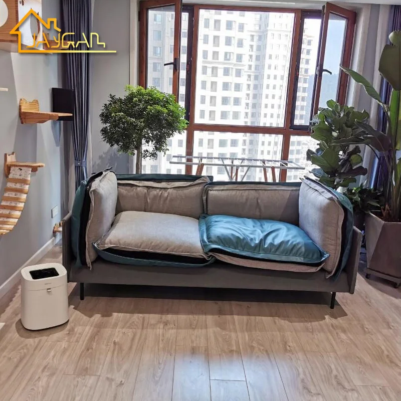 Home furniture 2 piece sectional with chaise modern L shape sofa set mixing leather and fabric corner sofa