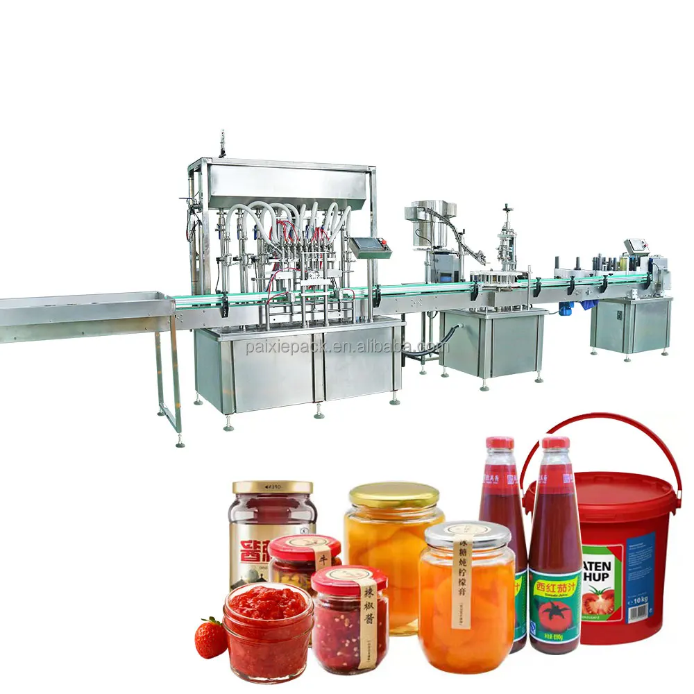 PX-4 nozzles automatic servo piston fill syrup honey jar fruit jam hot chilli sauce heating filling capping machinery