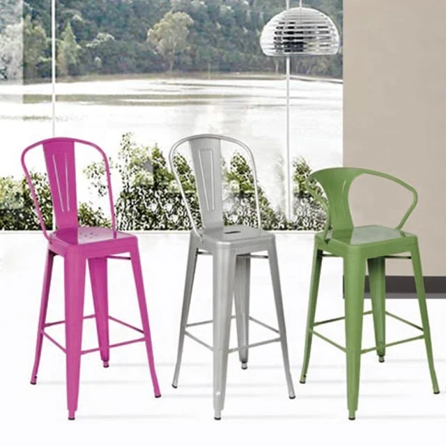 SEB Cheap Commercial Furniture Outdoor Restaurant Pub Stackable Metal Retro Industrial Chairs Witn Anti-UV Powder Coating