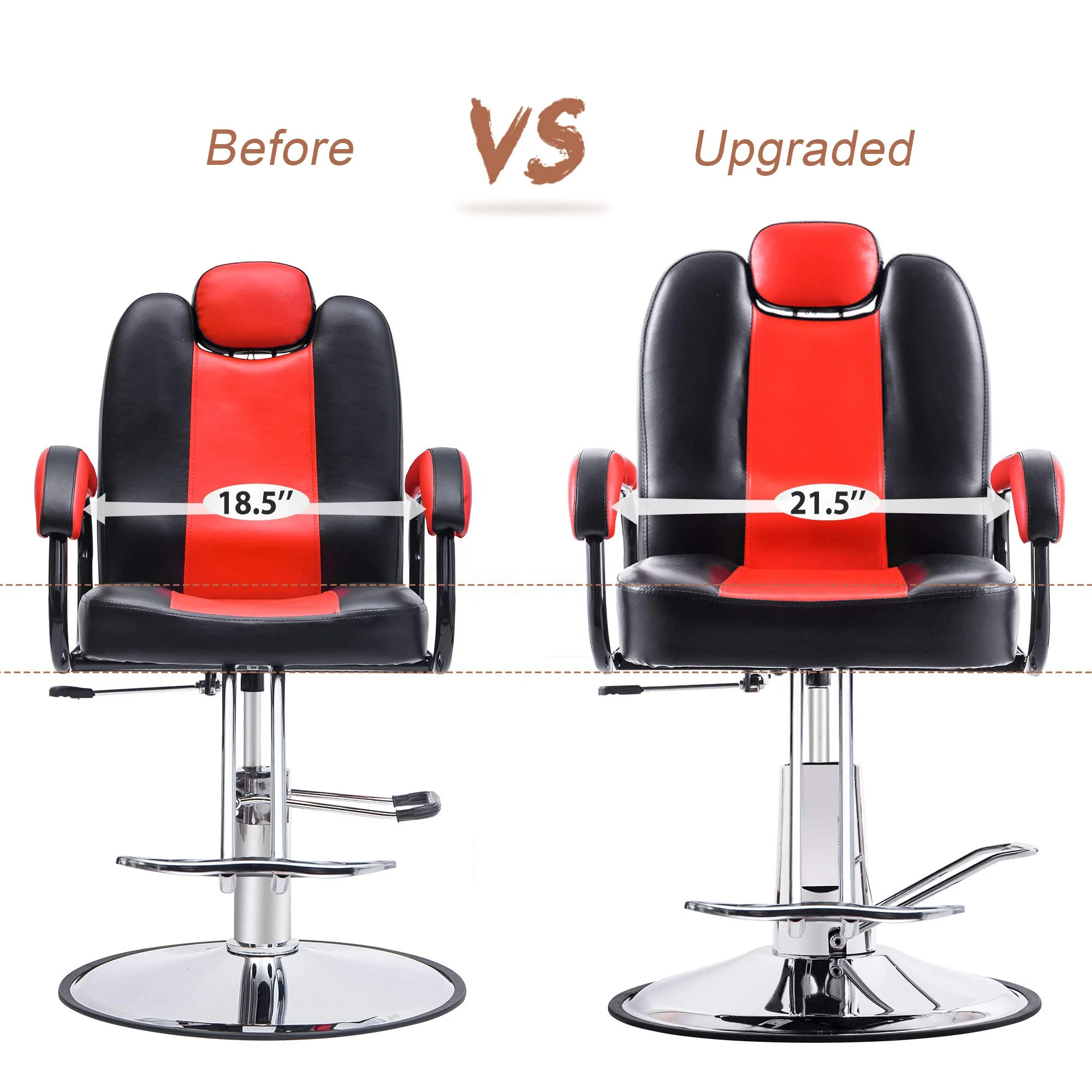 Barber Chair for Hair Salon with 20% Extra Wider Seat Heavy Duty Hydraulic Pump Salon Beauty Equipment (Black & Red)