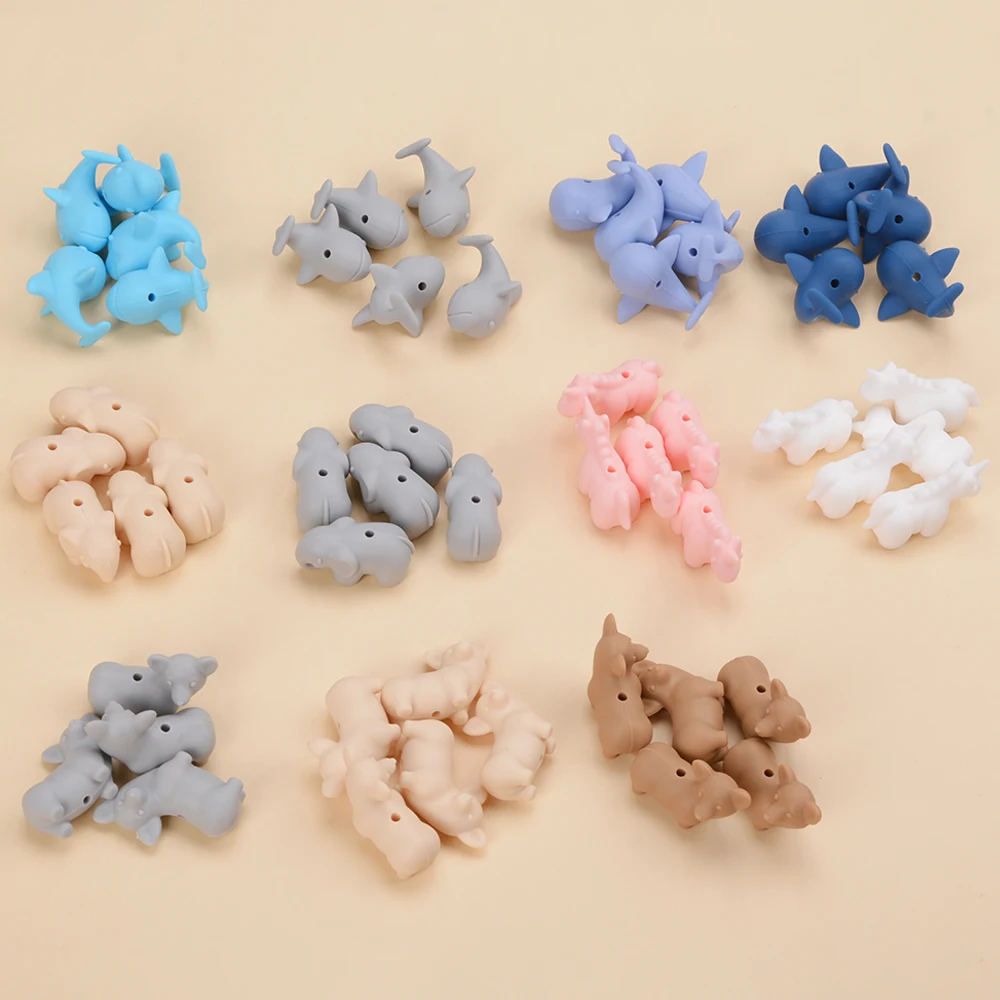 New Silicone Beads Key Chains Fashion Cartoon Silicone Panda Baby Teething Focal Beads Food Grade Silicone Beads For Pacifier