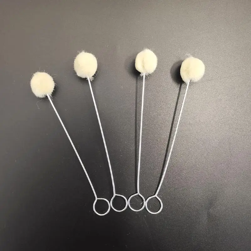 Wholesale DIY Crafts Leather Dye Dauber with Metal Handle Cleaning Brushes Wool Daubers Ball Brush Leather Dyeing Applicator