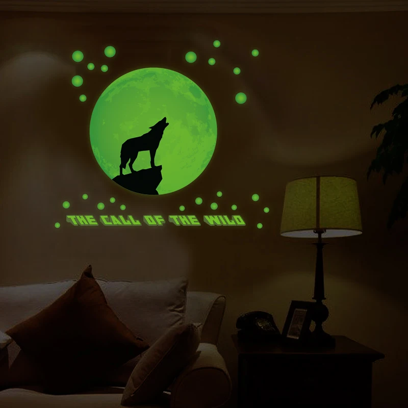 YIYAO Moonlight Wolf Luminous Stickers DIY home art Decor Wall Stickers