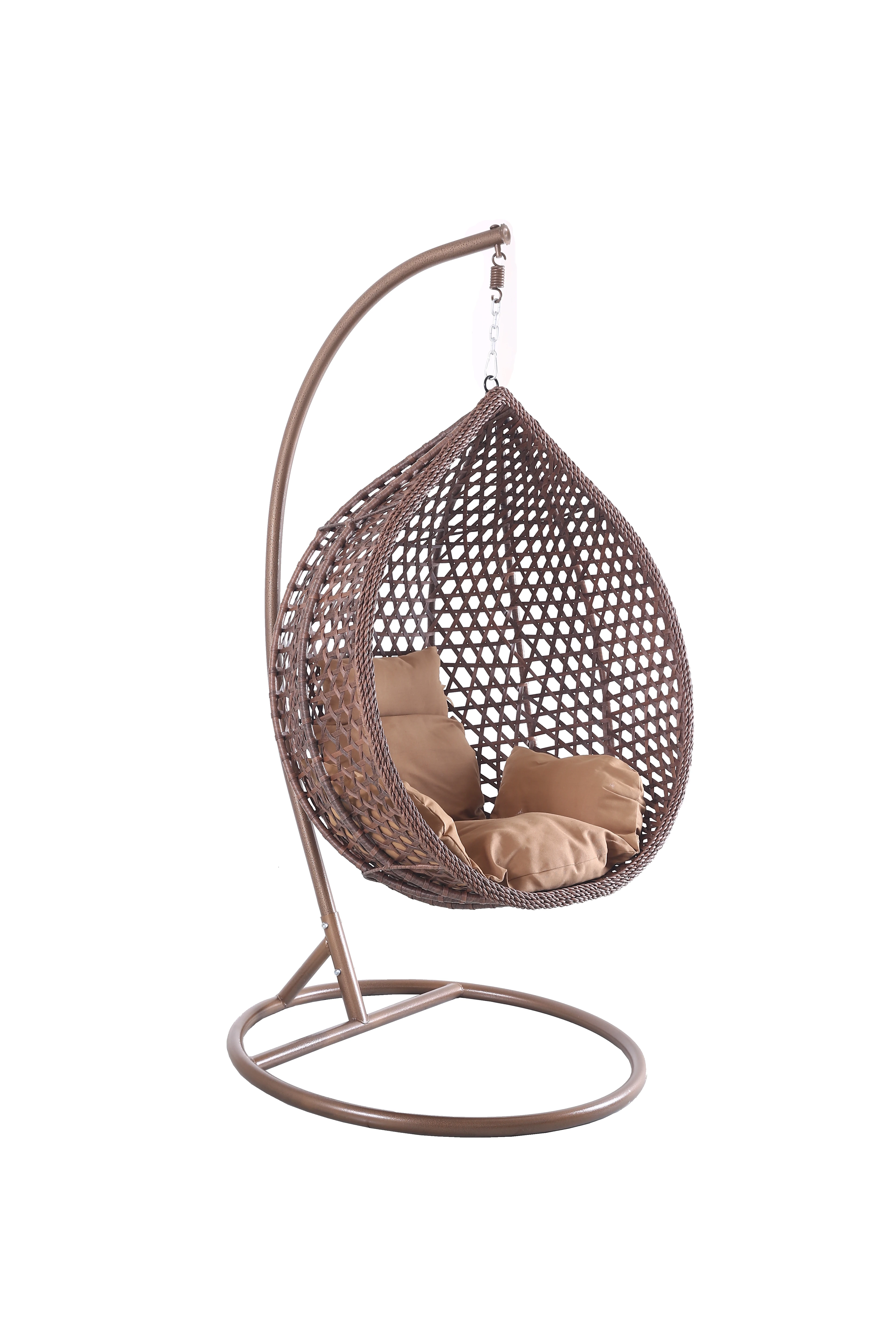 
single Swing Hanging Egg Chair with Cushion Patio Garden Outdoor PE Rattan Furniture 