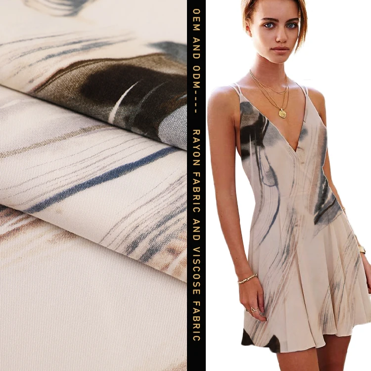 High Quality Comfortable 100% Rayon Brown Floral Printing Rayon rayon Challis Fabric Printed For Pajamas