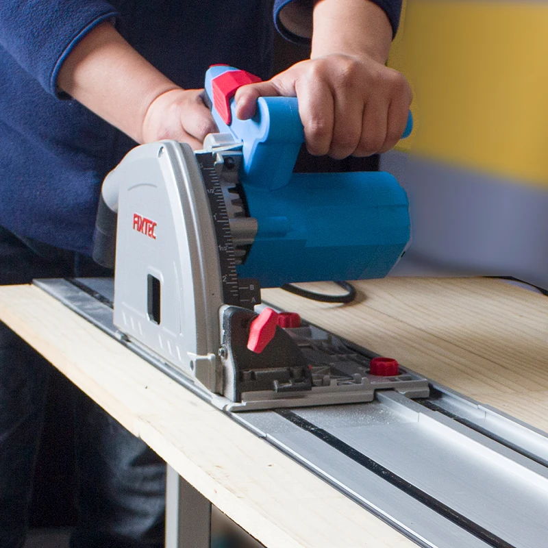 FIXTEC Woodworking Tools 16mm Hole 1200W 120V Square Track Circular Saw Guide Rail and Saw