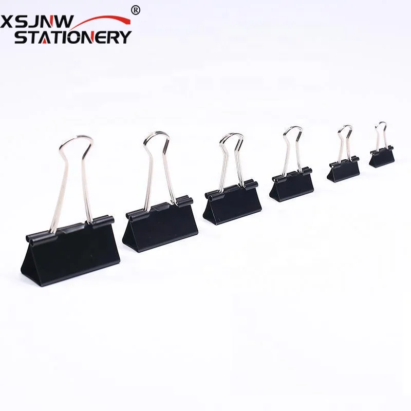 Popular Officer Extra Black Binder Clips Paper Clamps for Office And School Memo Clip  Different Size 15 19,25,32,41,51