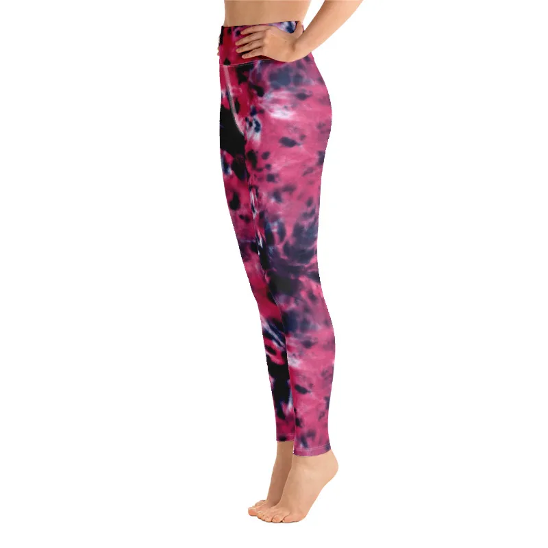 Ultra Four Ways Stretch Skinny Buttery Tights Super Soft High Waist Women Pants Abstract Plum Purple Tie Dye Leggings