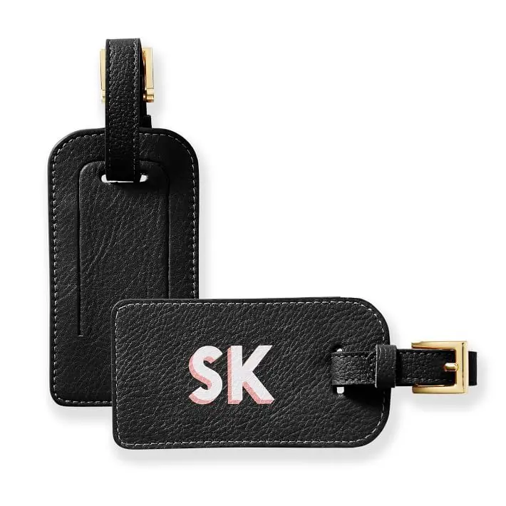 Custom Wedding Favor Logo pebble Travel Airline Suitcase Blank Personalized Name Tags Strap PU Leather Luggage Tag