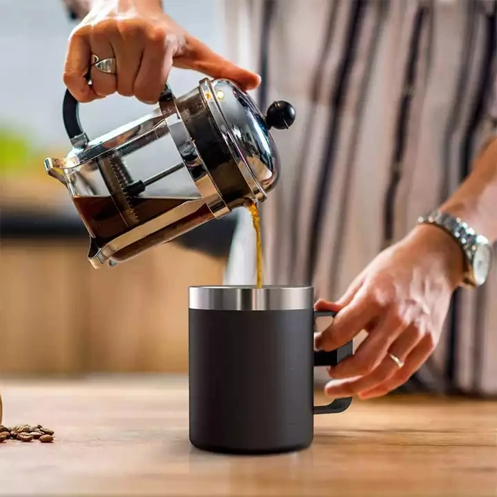 Custom Stainless Steel Double Wall Insulated Vacuum Travel Coffee Mugs With Handle