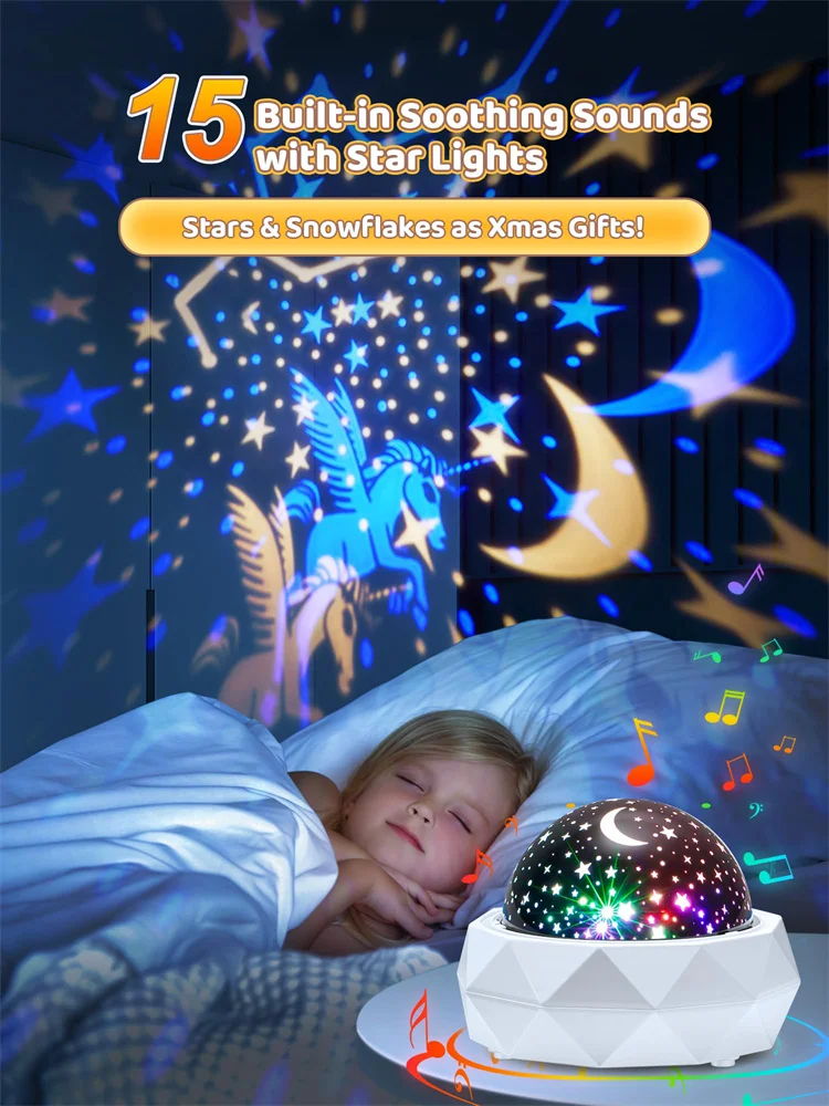 Wholesale OEM Manufacturer OneFire Night Light for Kids 12 Music 3 Films Rechargeable Kids Night Lights for Bedroom Decor