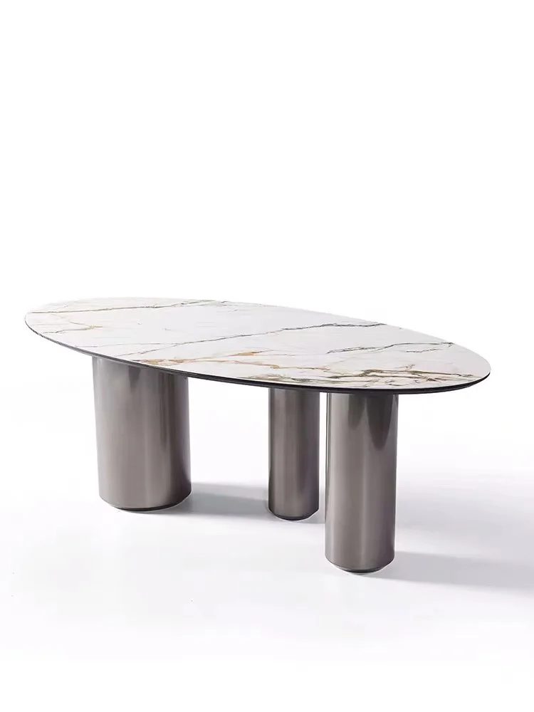modern golden mirror stainless steel base marble top dining table restaurant furniture dining table set foshan