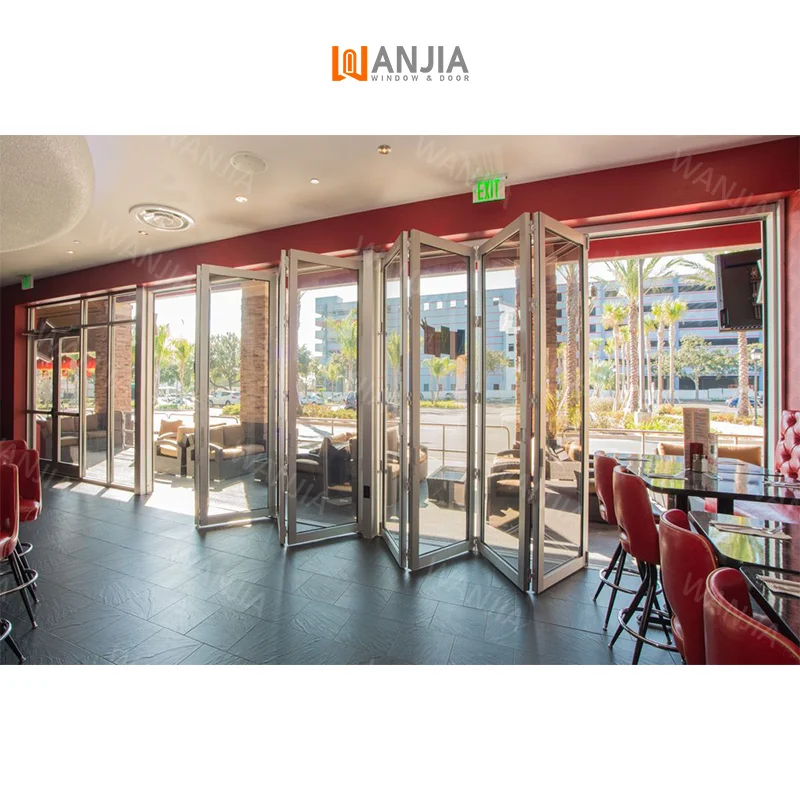 Modern design aluminum commercial doors folding glass bifold accordion patio door aluminium folding patio doors