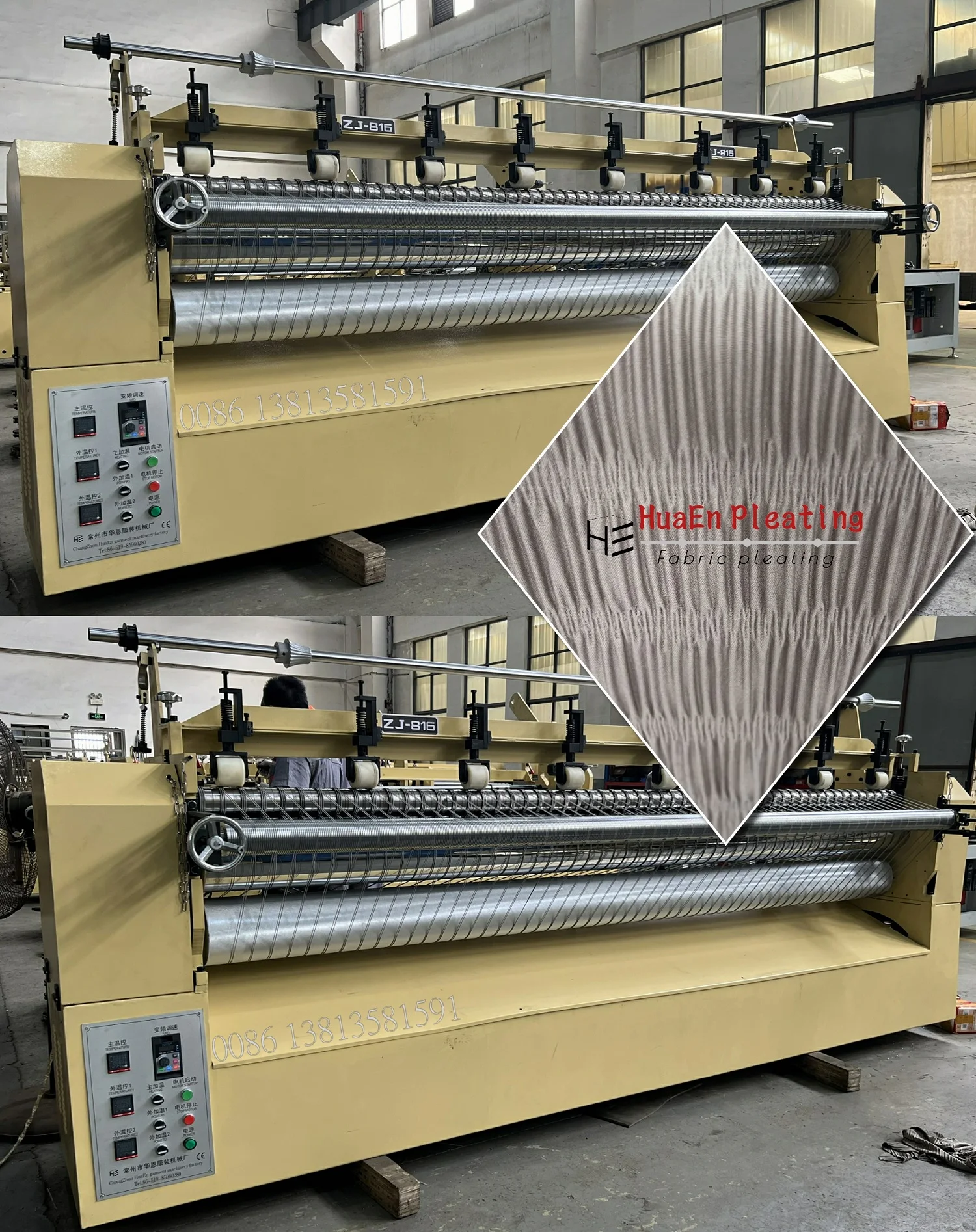 Manufacturer HuaEn pleating machine scarf shawl ruffles plisse TR fabric plisse machine fusing machine fabric garment