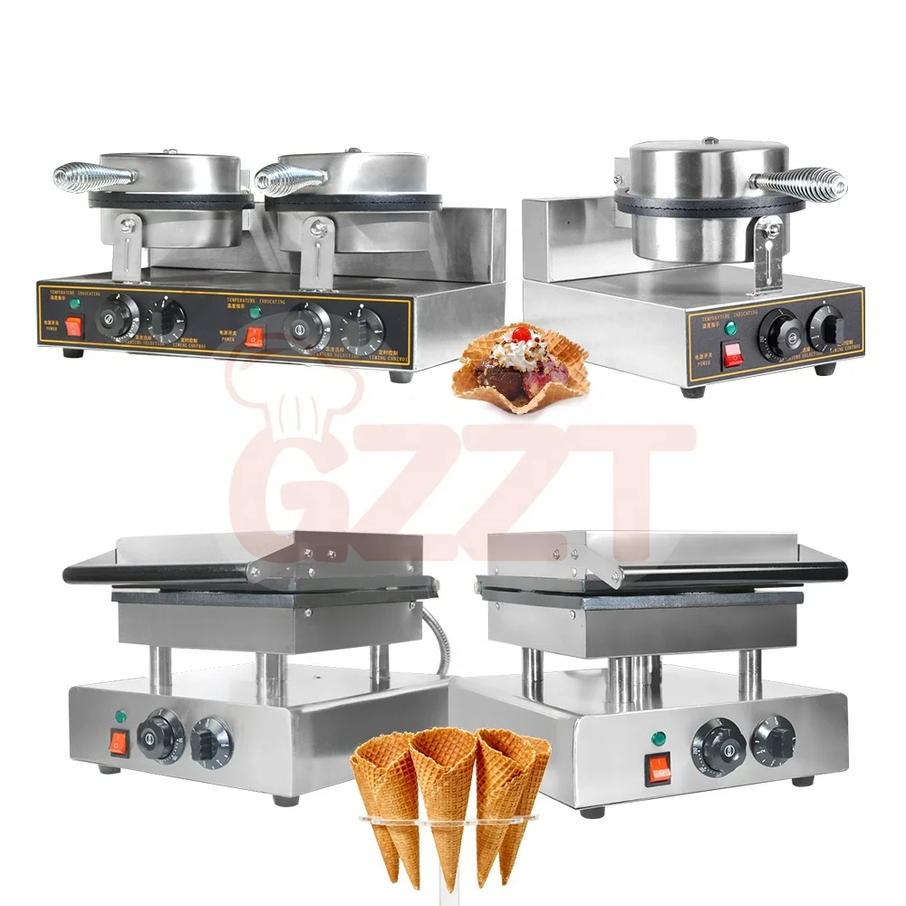 Ce Round Square Plate Egg Roll Waffle Baking Ice Cream Cone Machine Wafer Ice Cream Cone Egg Roll Skin Maker For Sale
