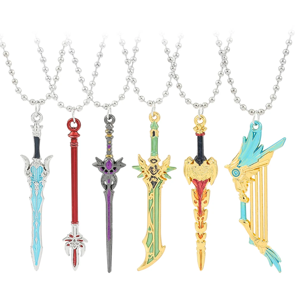 6 styles Genshin impact vision alloy Necklace anime cosplay prop coser party Wenti sword Staff of Homa
