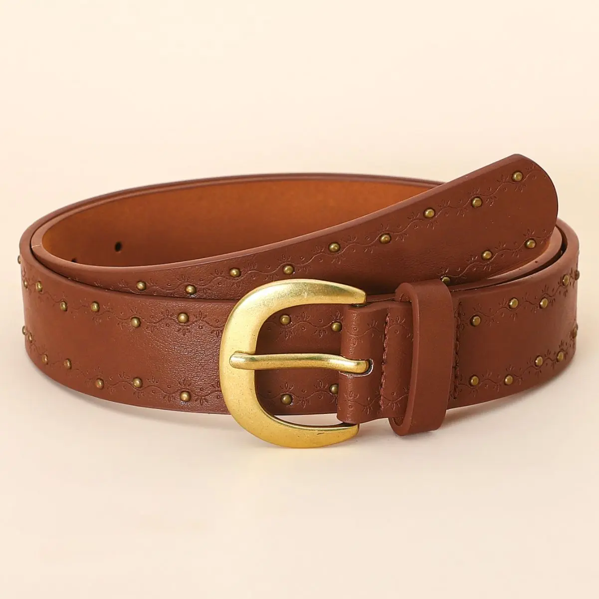 New Style Luxury Belt Woman Rivet Decorative Custom Luxury Belt Retro Vintage Punk Needle Buckle Designers Belts