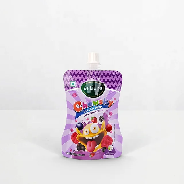 Juice Soda Drinking Packaging Custom Shaped Stand Up Bag Pouch with Spout