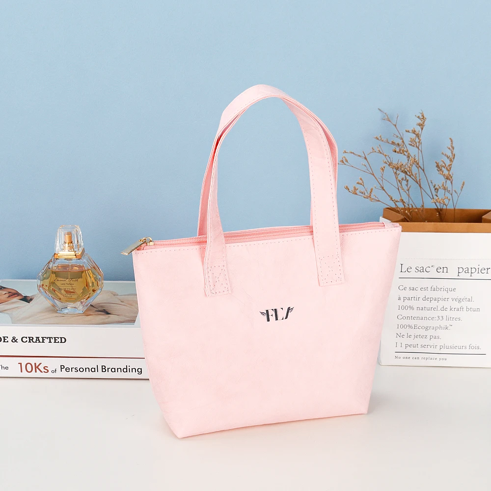 Custom Dupont Hand Bags Kraft Recycled High-Grad Pink Tyvek Tote Bag