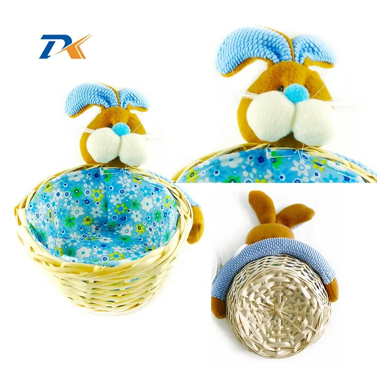 New Wicker easter baskets with rabbit easter bunny decoration