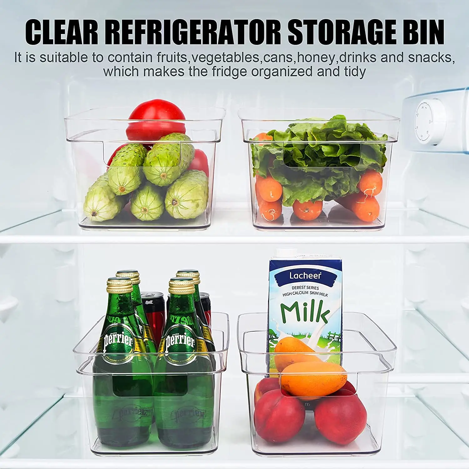 Adjustable Fridge Organizer Drawer Acrylic Egg Holder Refrigerator Organizer