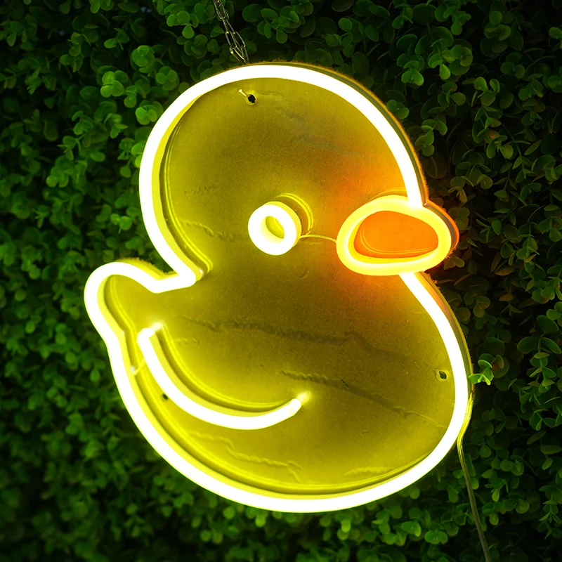 Cute Duck Indoor LED Neon Sign Custom Acrylic Happy Birthday Decorations With IP65 PVC Lamp Body for Home Use