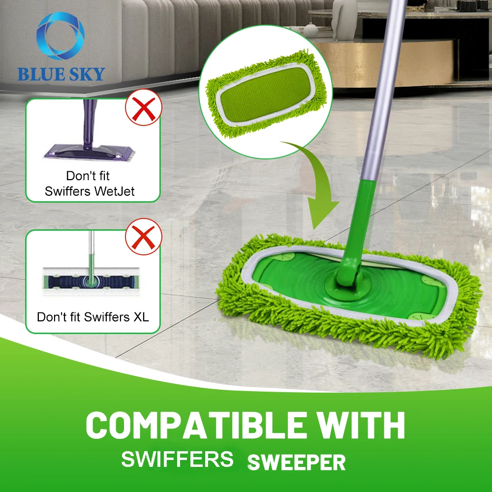 Reusable Microfiber Mop Pads Wet & Dry Mopping Cloths Washable Wet Pads Refill Fit For Swi-ffer Sweeper Hard Floor Mop