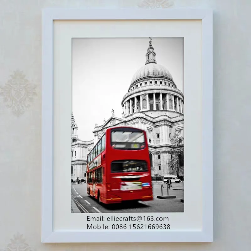 Wholesale Wooden Black White Pink Oak Brown  Pine Wood Frame cadres family or gallery wall frame for artistic decor