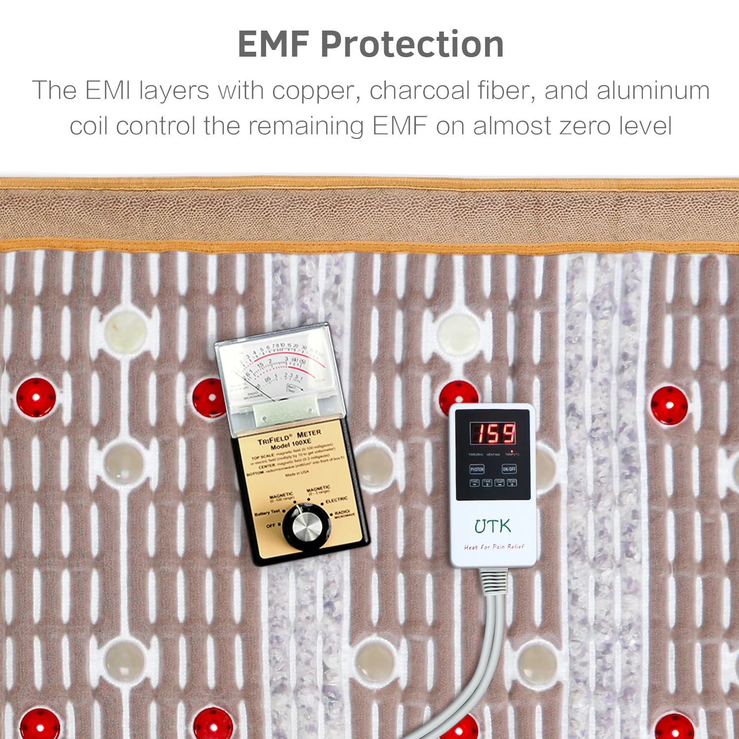 PEMF Full body Infrared Therapy Jade Tourmaline Heating Mat Amethyst Crystal Mattress For Pain Relief