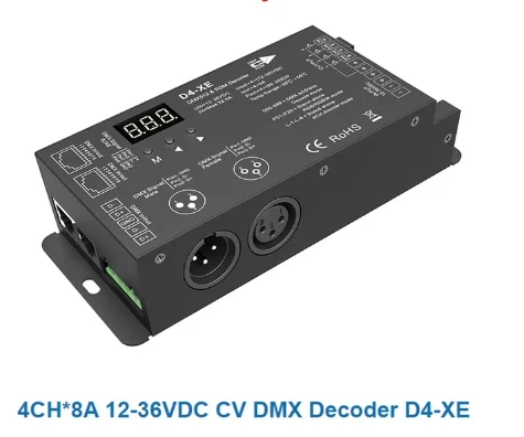 D4-XE 4 Channel DC12V 24V 36V DMX512 Controller Stage DJ Light DMX 512 LED Controller