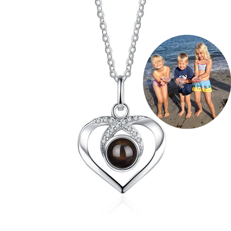 100 Different Languages I Love You S925 silver personalized Photo Projection Necklace pendant  - Heart