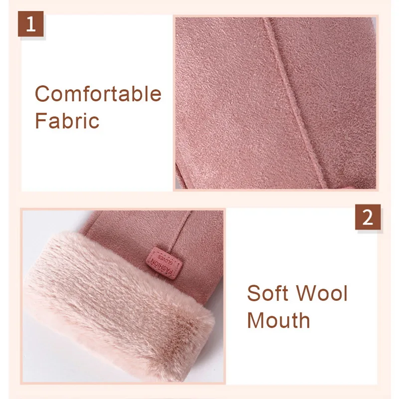 2021 New Fashion Women Gloves Autumn Winter Cute Furry Warm Mitts Full Finger Mittens Women Outdoor Sport Female Gloves Screen