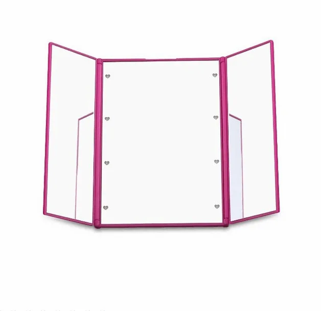 China wholesale cheap Tri-Fold Makeup Mirror with LED Light Portable Travel Small Pocket Mirrors Travel Fold Cosmetic Mirror