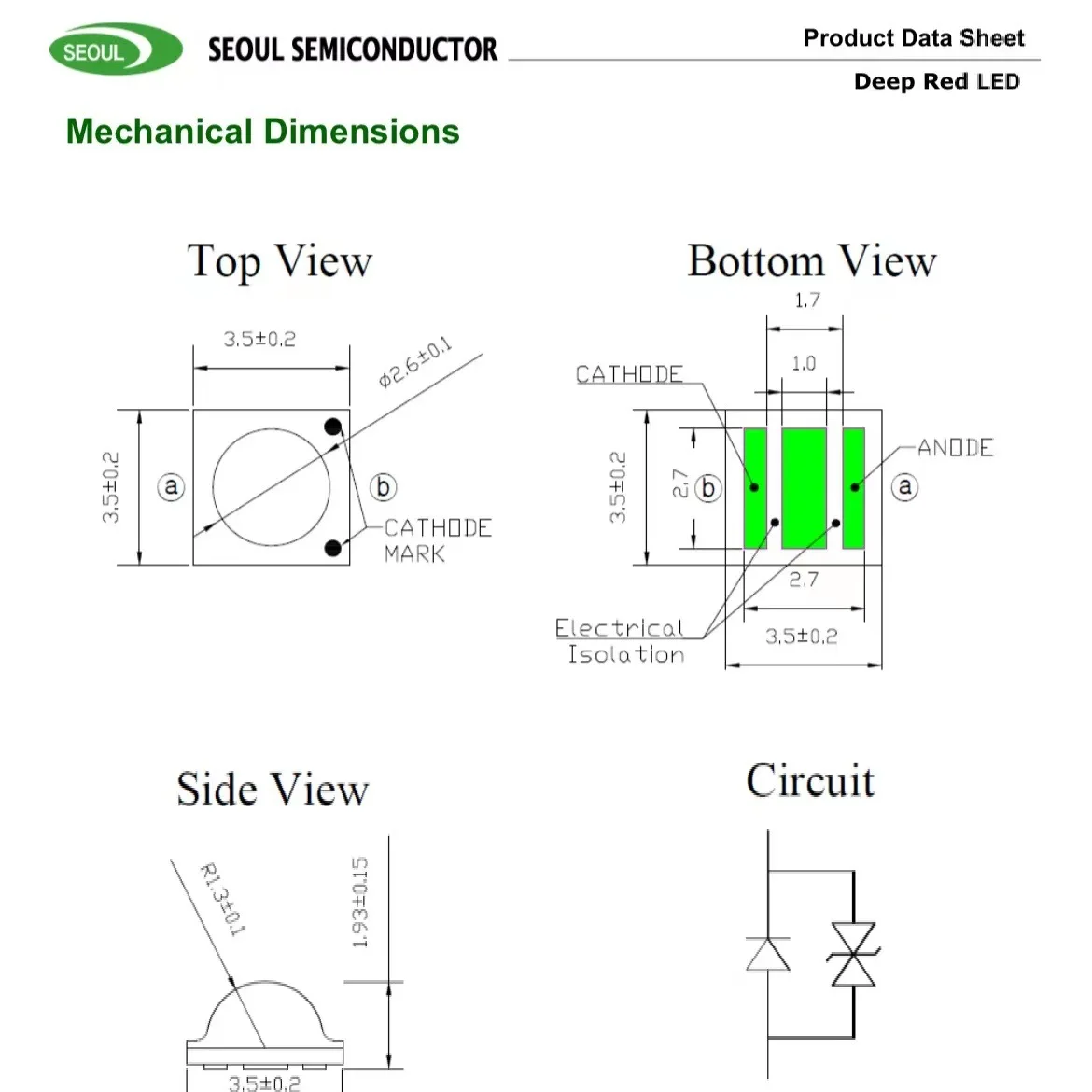 Seoul 3535 High Power 3W SZDR5A0B LED Light Source Red Light 660 Band Plant Lighting 6V Input Voltage Featuring EPistar Chip