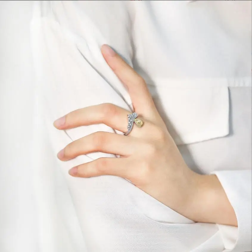 Fashion New Design Rhodium Plated 925 Silver Jewelry Ring Gift For Girlfriend